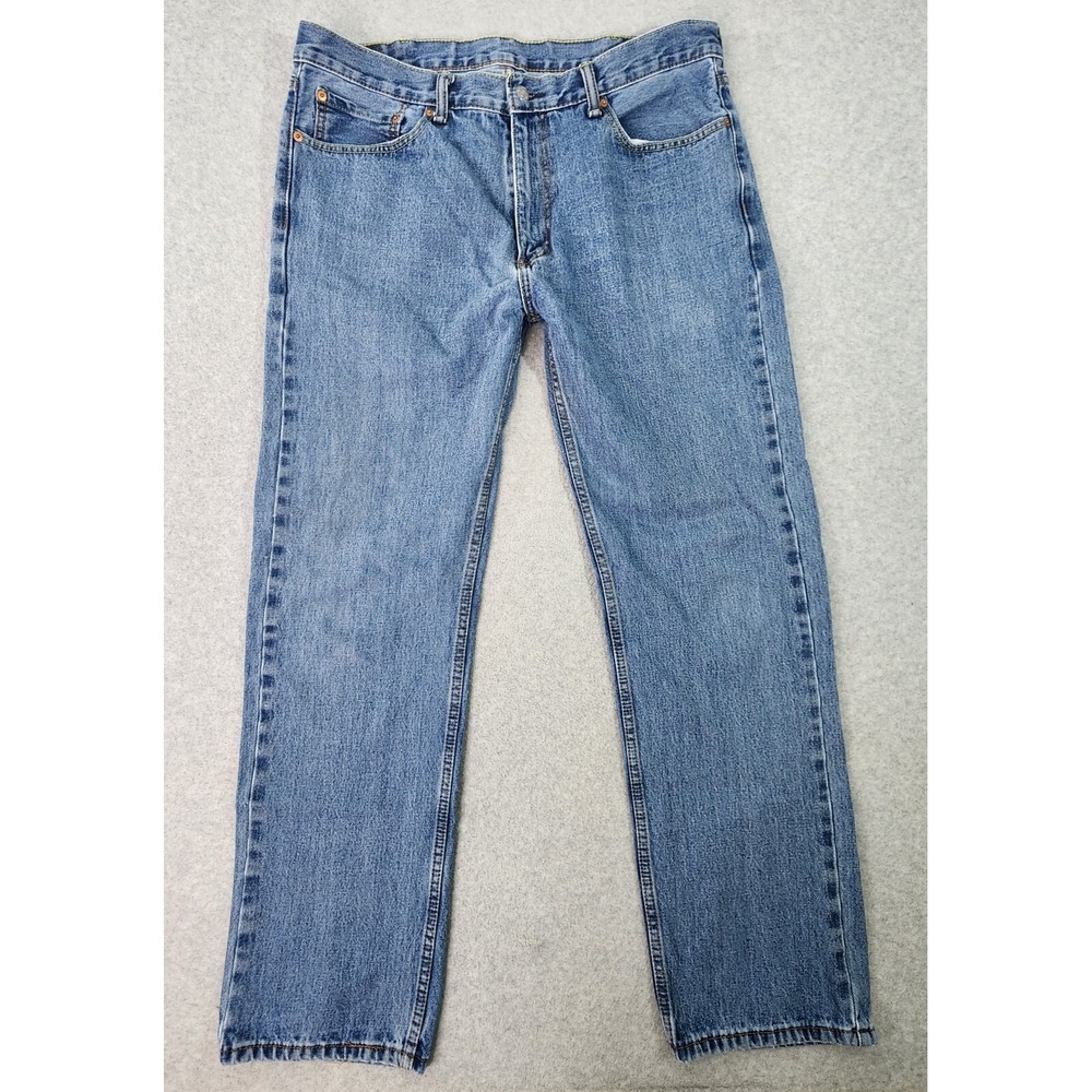 Levis 505 Jeans Mens 38X34 Blue Denim Medium Wash Work Pants Straight Leg Cotton